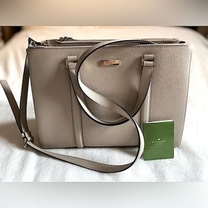 Kate Spade Beige Cream Handle Handbag Satchel with crossbody strap New